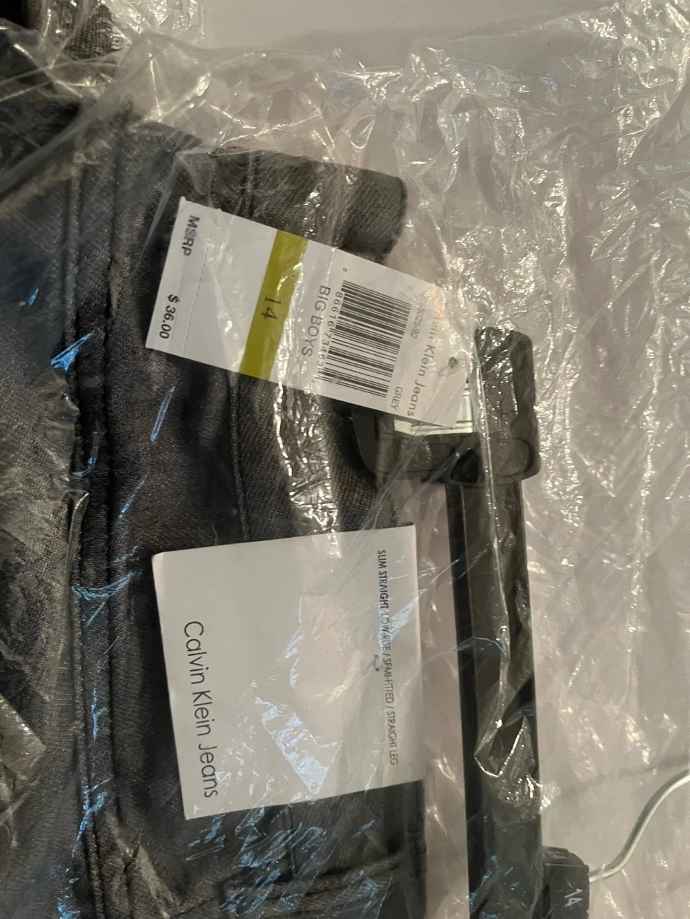 NWT Calvin Klein Gray Jeans - Boy’s Size 14